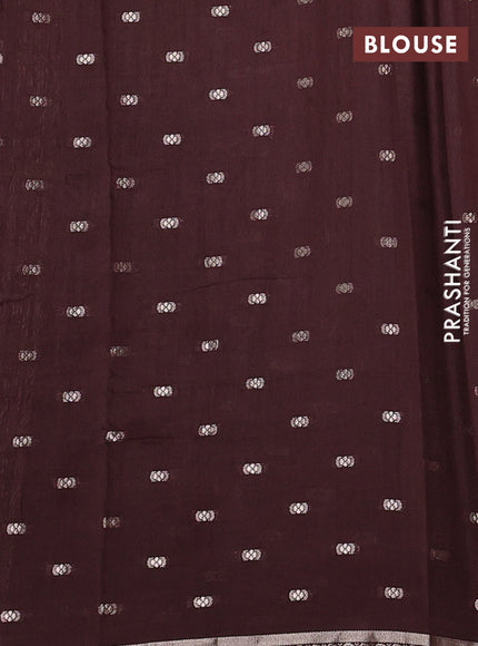 Coffee Brown Semi Chanderi - Embroidery