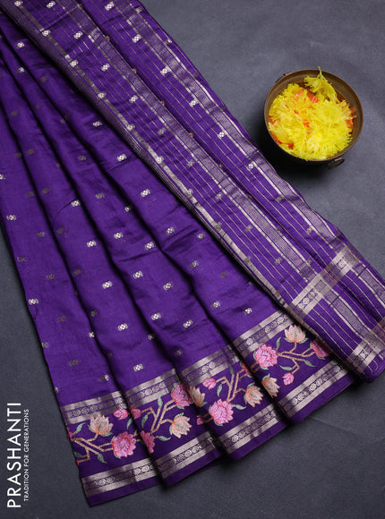 Violet Semi Chanderi - Embroidery