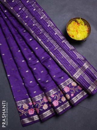 Violet Semi Chanderi - Embroidery