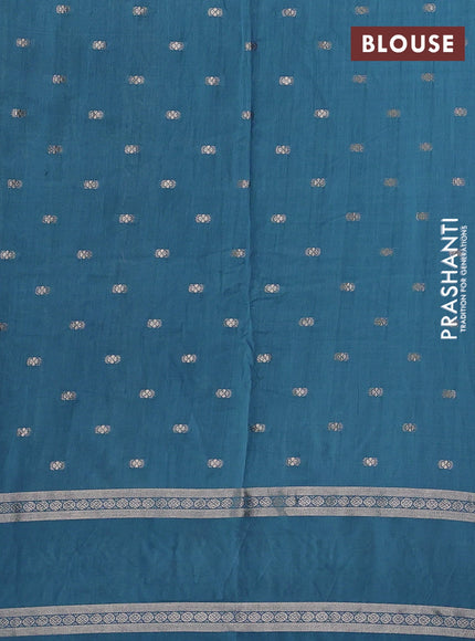 Cs Blue Semi Chanderi - Embroidery