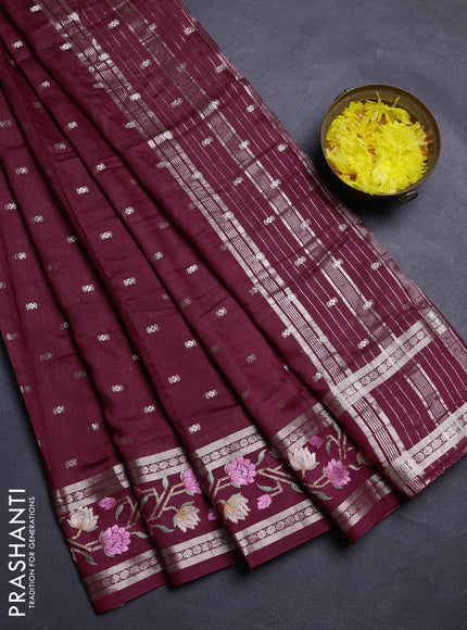 Maroon Semi Chanderi - Embroidery
