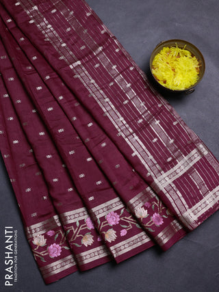 Maroon Semi Chanderi - Embroidery