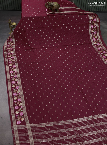 Maroon Semi Chanderi - Embroidery