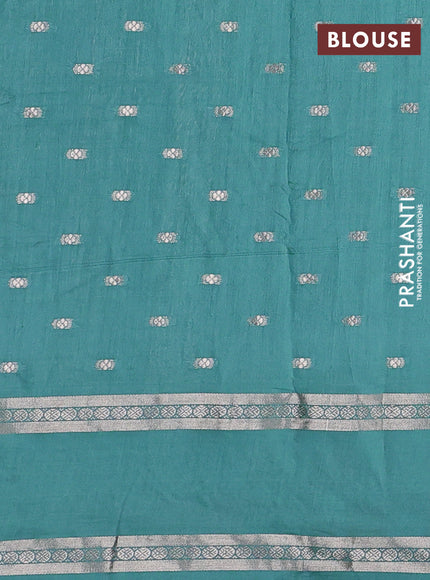 Teal Green Semi Chanderi - Embroidery