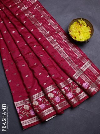 Red Semi Chanderi - Embroidery
