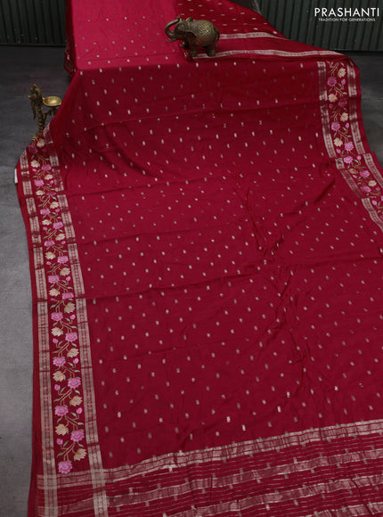 Red Semi Chanderi - Embroidery
