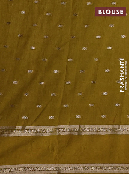 Mustard Green Semi Chanderi - Embroidery