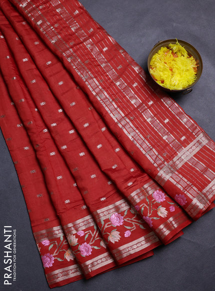Orange Semi Chanderi - Embroidery