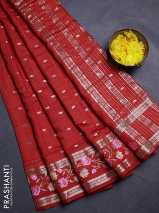 Orange Semi Chanderi - Embroidery
