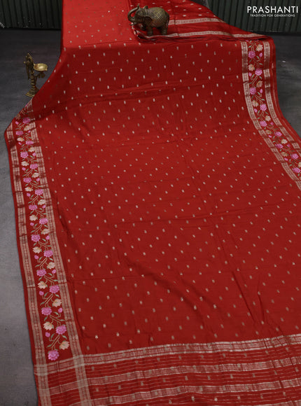 Orange Semi Chanderi - Embroidery