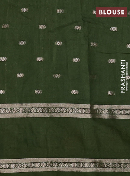 Mehendi Green Semi Chanderi - Embroidery