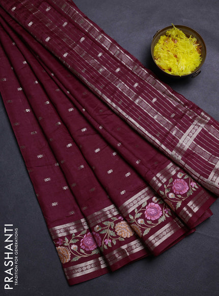 Maroon Semi Chanderi - Embroidery