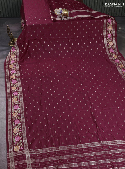 Maroon Semi Chanderi - Embroidery