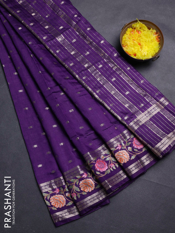 Violet Semi Chanderi - Embroidery