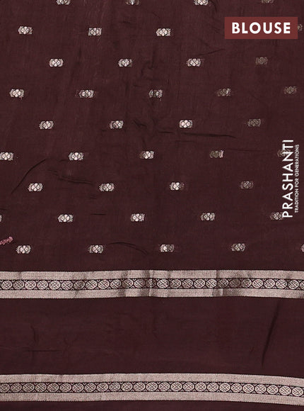Coffee Brown Semi Chanderi - Embroidery
