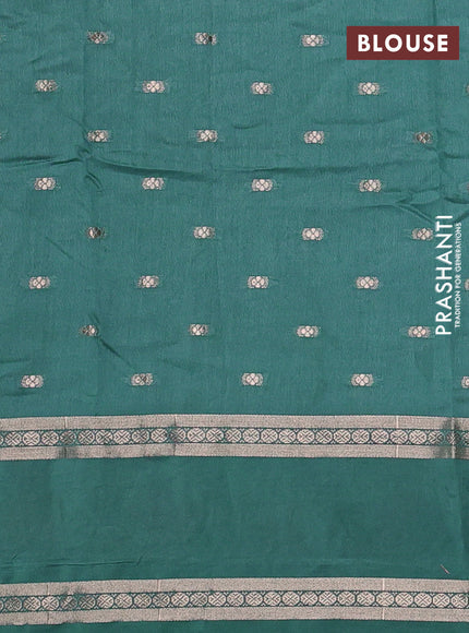 Teal Green Semi Chanderi - Embroidery