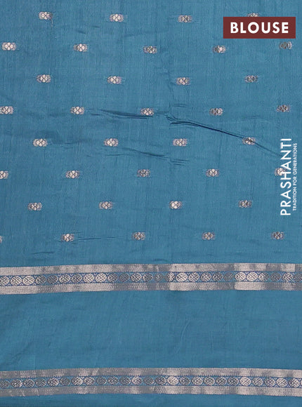 Cs Blue Semi Chanderi - Embroidery