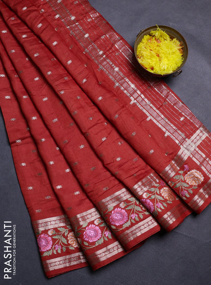 Orange Semi Chanderi - Embroidery