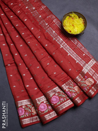 Orange Semi Chanderi - Embroidery