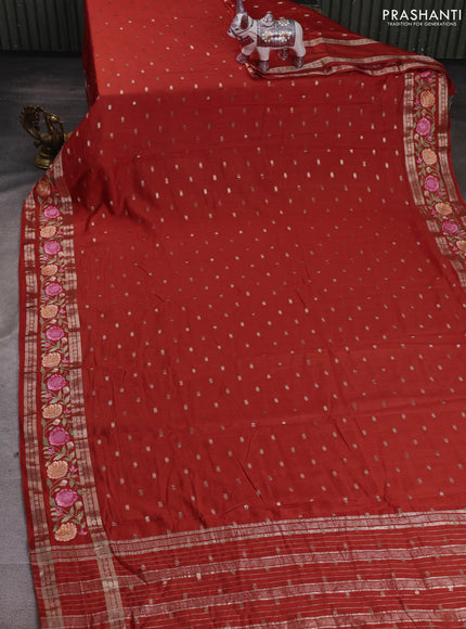 Orange Semi Chanderi - Embroidery