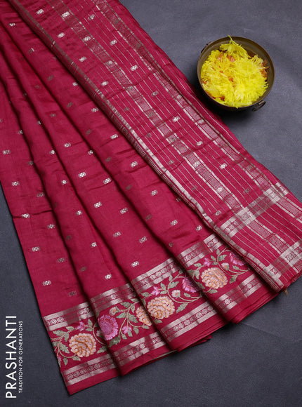 Red Semi Chanderi - Embroidery