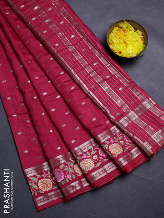 Red Semi Chanderi - Embroidery