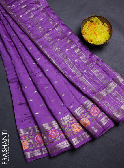 Lavender Semi Chanderi - Embroidery
