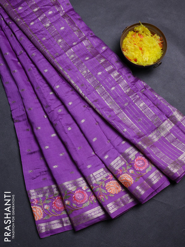 Lavender Semi Chanderi - Embroidery