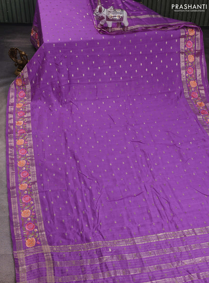 Lavender Semi Chanderi - Embroidery