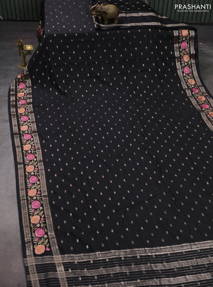 Black Semi Chanderi - Embroidery
