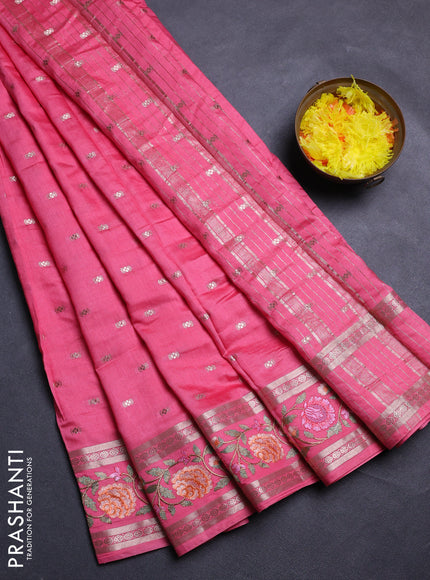 Pink Semi Chanderi - Embroidery