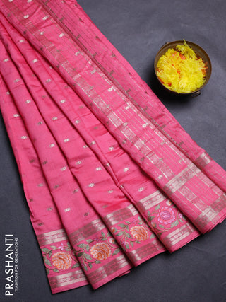 Pink Semi Chanderi - Embroidery