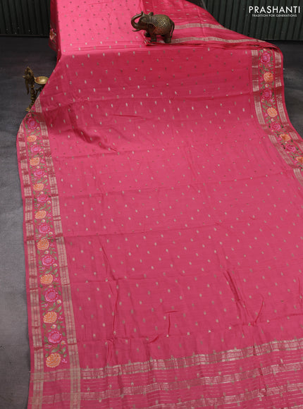 Pink Semi Chanderi - Embroidery