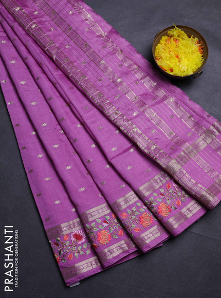 Lavender Semi Chanderi - Embroidery