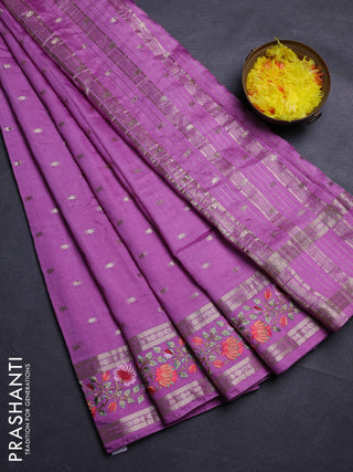 Lavender Semi Chanderi - Embroidery