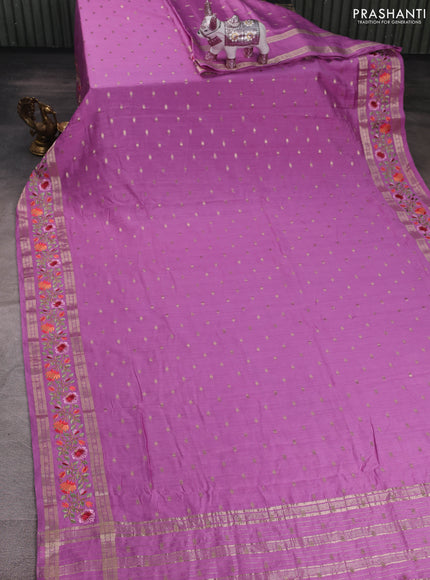 Lavender Semi Chanderi - Embroidery