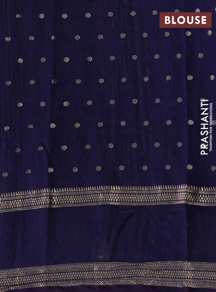 Navy Blue Semi Chanderi - Embroidery