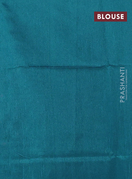 Teal Blue Semi Dupion Saree - Embroidery