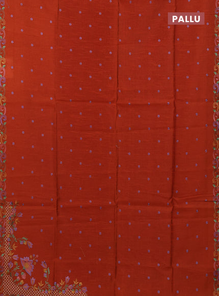 Rust Semi Dupion Saree - Embroidery