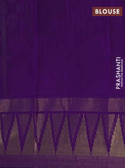 Teal Green & Violet Semi Dupion Saree - Embroidery