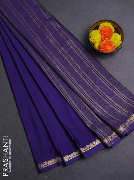 Navy Blue Semi Mysore Silk Saree