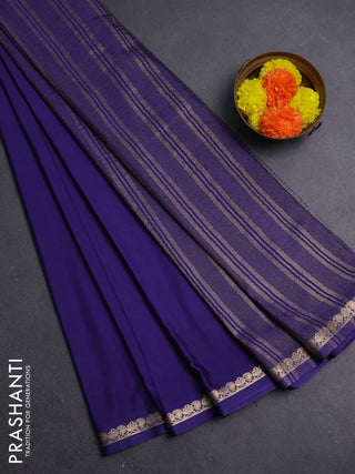 Navy Blue Semi Mysore Silk Saree