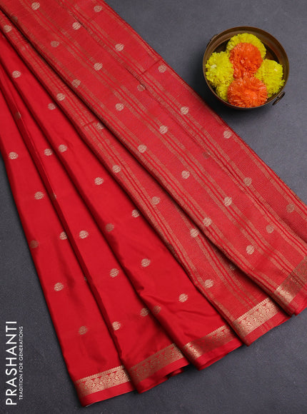 Red Semi Mysore Silk Saree