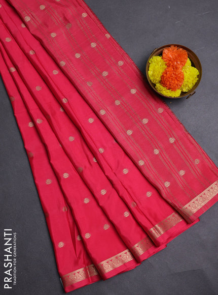 Peach Pink Semi Mysore Silk Saree
