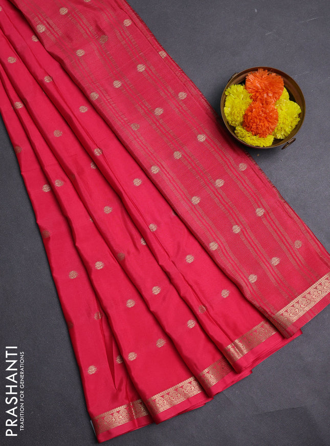 Peach Pink Semi Mysore Silk Saree