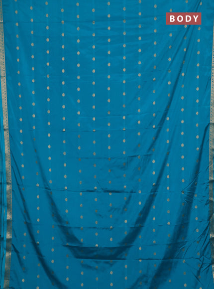 Teal Blue Semi Mysore Silk Saree