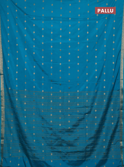 Teal Blue Semi Mysore Silk Saree