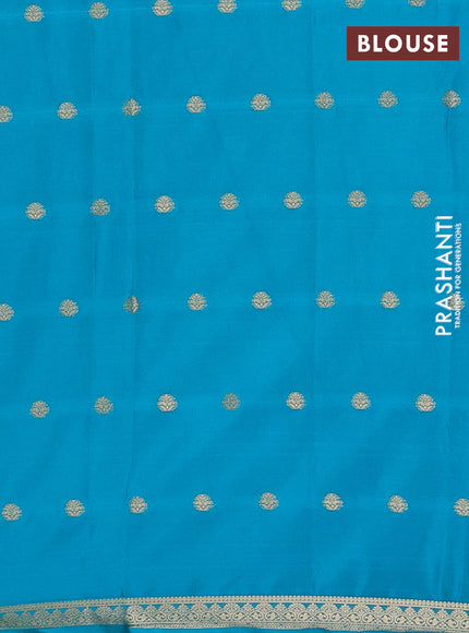 Teal Blue Semi Mysore Silk Saree