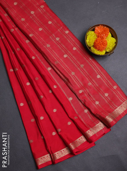 Red Semi Mysore Silk Saree