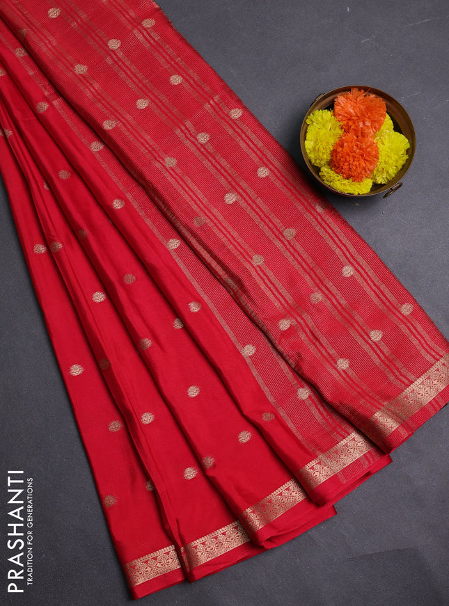 Red Semi Mysore Silk Saree
